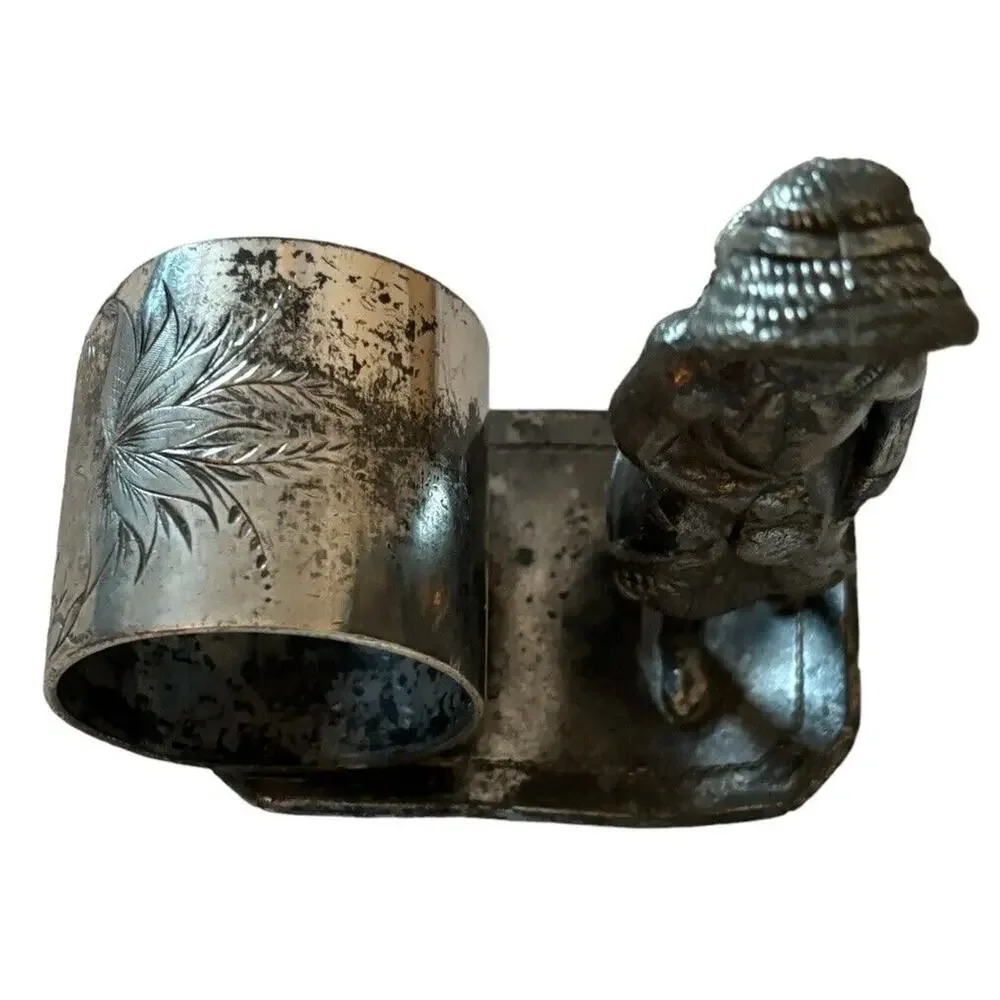 ANTIQUE AURORA S.P. MFG & CO. SILVERPLATE NAPKIN RING HOLDER 45 Victorian Girl
